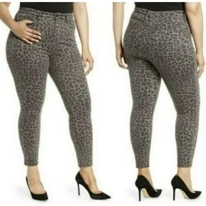Good American Jeans Green Black Leopard Good Waist Crop Size 24